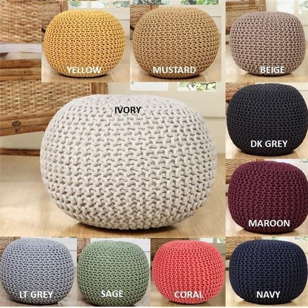 Aanny Designs Aanny Designs JJS01178 Lychee Cotton Knit Pouf Ottoman; Coral JJS01178